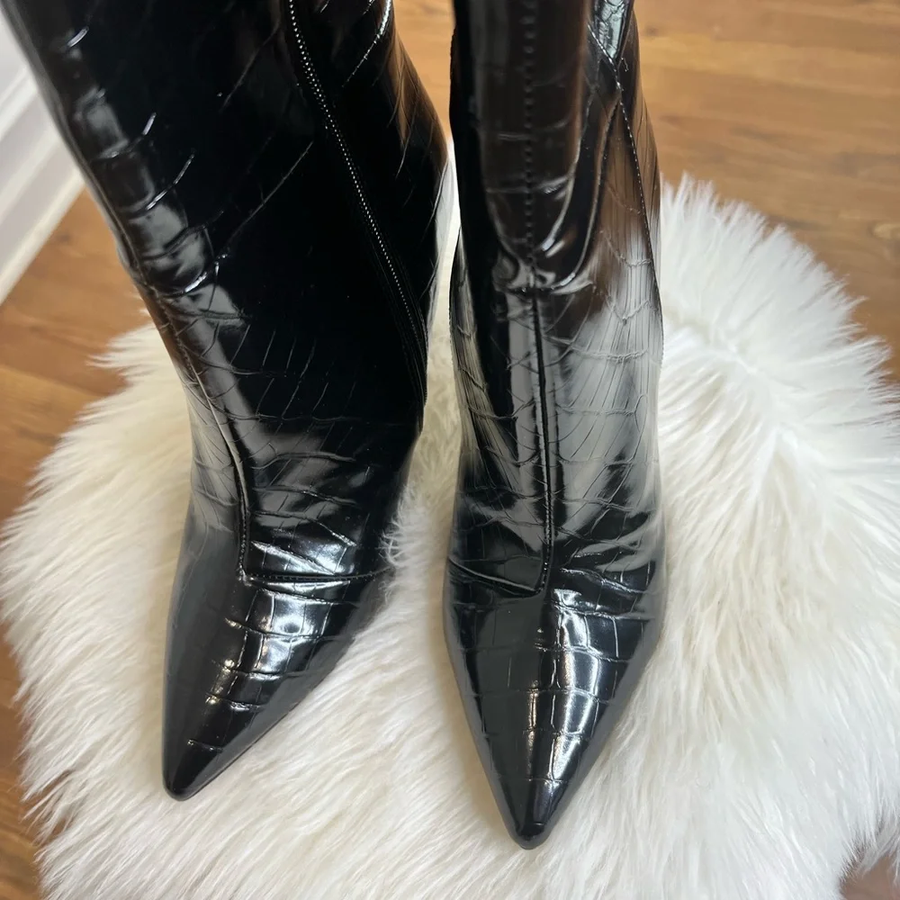 Express croc embossed knee high boots - Picture 6 of 9